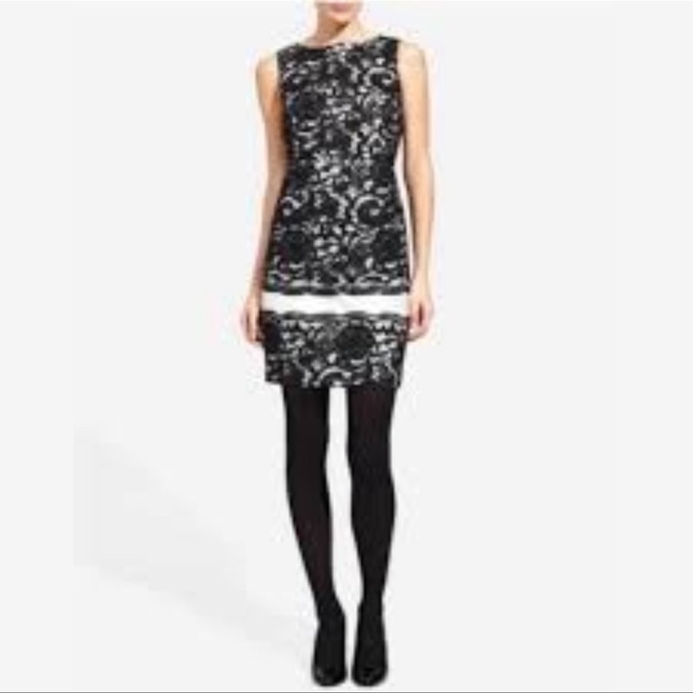 NWT The Limited Lace Sheath Cocktail Dress Sleeveless Black White Sz 10